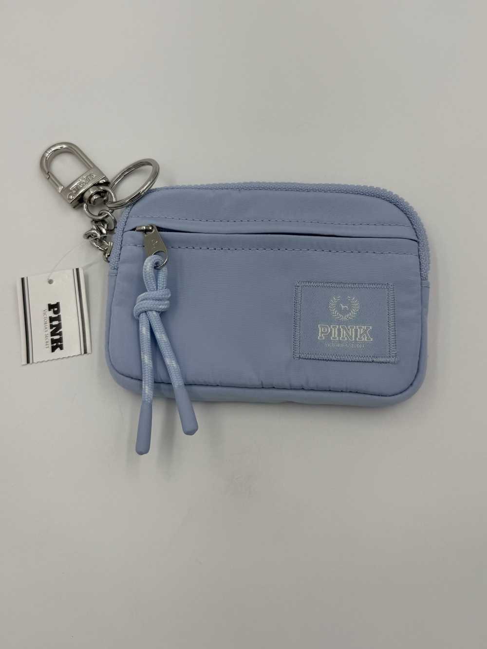 Victoria’s Secret / PINK Zip Card Holder w/ Keychain - Baby Blue NWT - Picture 2 of 7